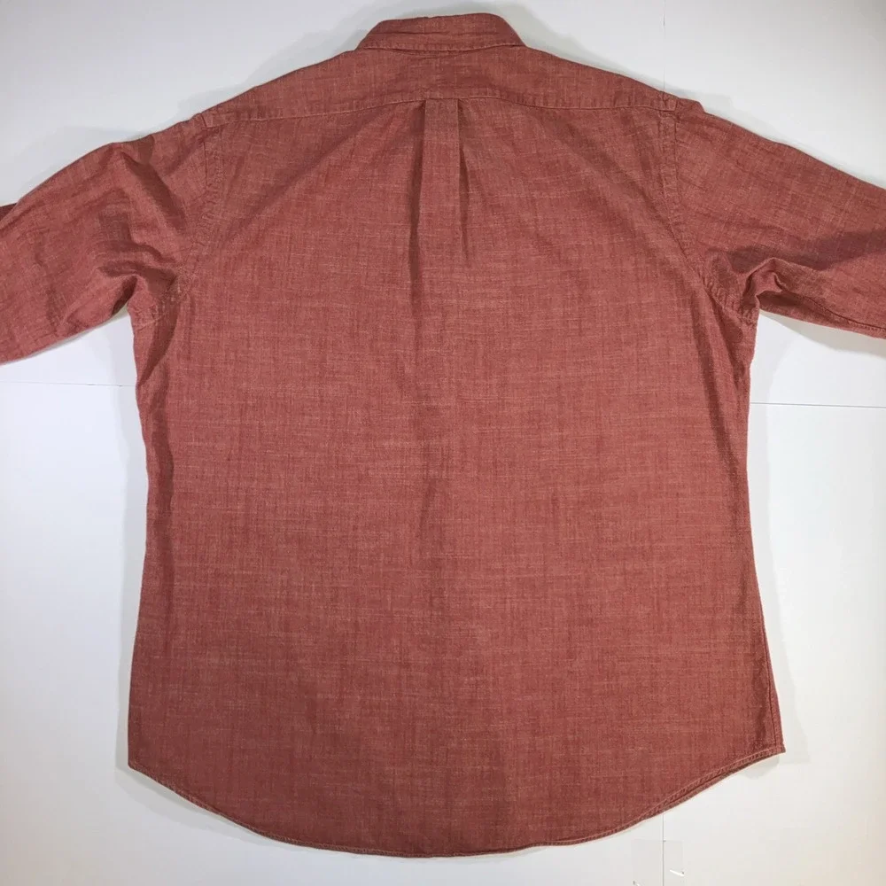 Polo Ralph Lauren Shirt Mens XL Red Slub Cotton Custom Fit Flesh Pony Linen Like